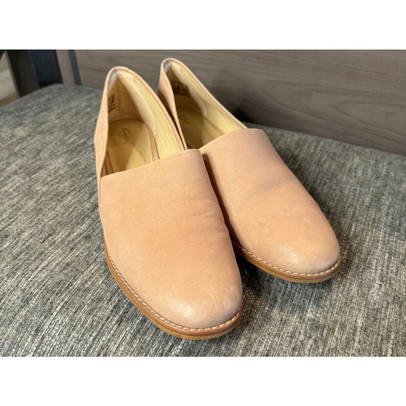 Clarks Womens Pure Easy Leather Slip On Loafers Tan 9.5 - Picture 5 of 7